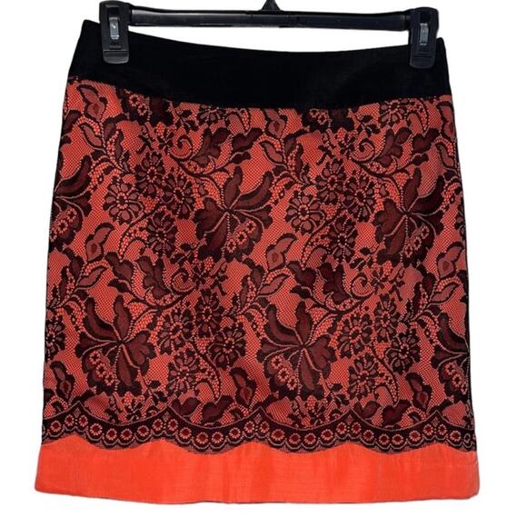 NWT! The Limited Orange with Black Lace Pencil Skirt - Size 6 - Picture 1 of 3